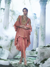 Rouge Pink Co-ord Set With A High Low Flared Top With Dhoti Style Pant - Ankush Jain