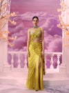 Yellow Cutwork Drape Saree - Ankush Jain