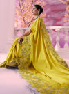 Yellow Satin Organza Saree - Ankush Jain