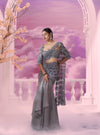 Grey Cutwork Drape Saree - Ankush Jain