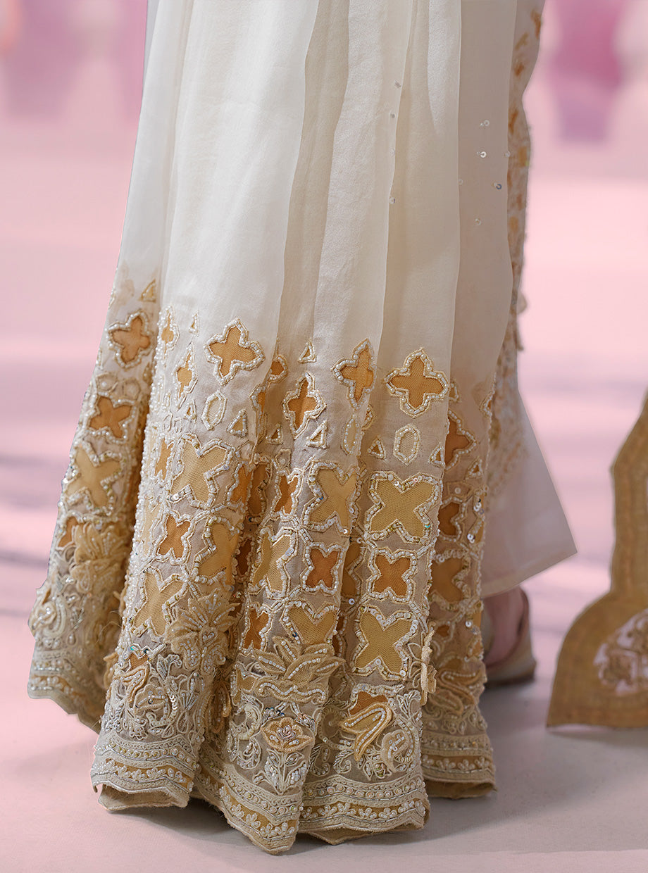 White Cutwork Saree - Ankush Jain