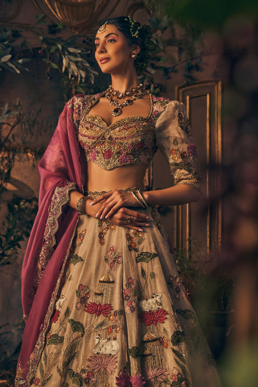 Ivory Pichwai Lehenga - Ankush Jain