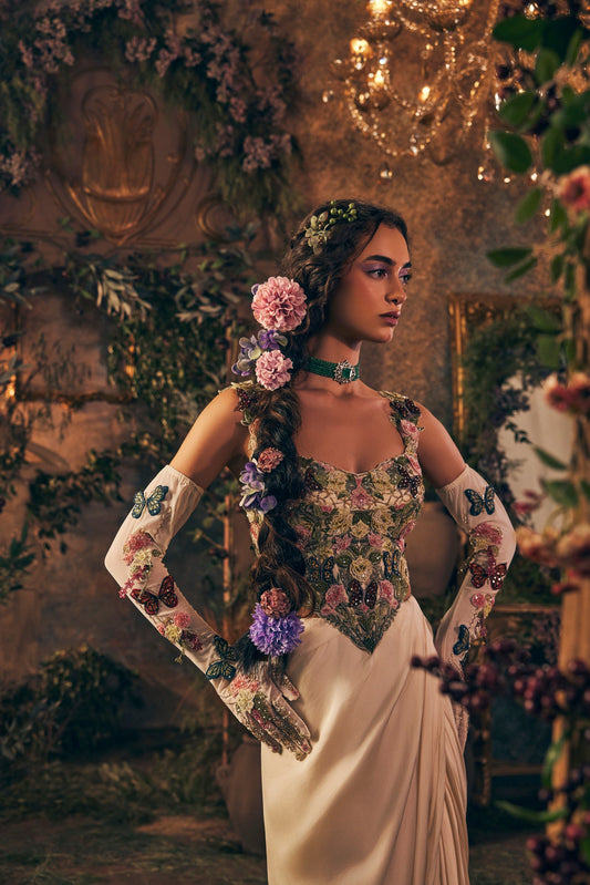 Floral Long corset blouse skirt - Ankush Jain