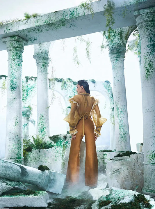 Big Collars Shirt With Pure Raw Silk Deep Mustard Pant - Ankush Jain