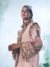 Peach Coord Set Consists Of A Foil Zari Georgette Kurta Paired With Flared Pant - Ankush Jain