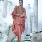 Rouge Pink Co-ord Set With A High Low Flared Top With Dhoti Style Pant - Ankush Jain