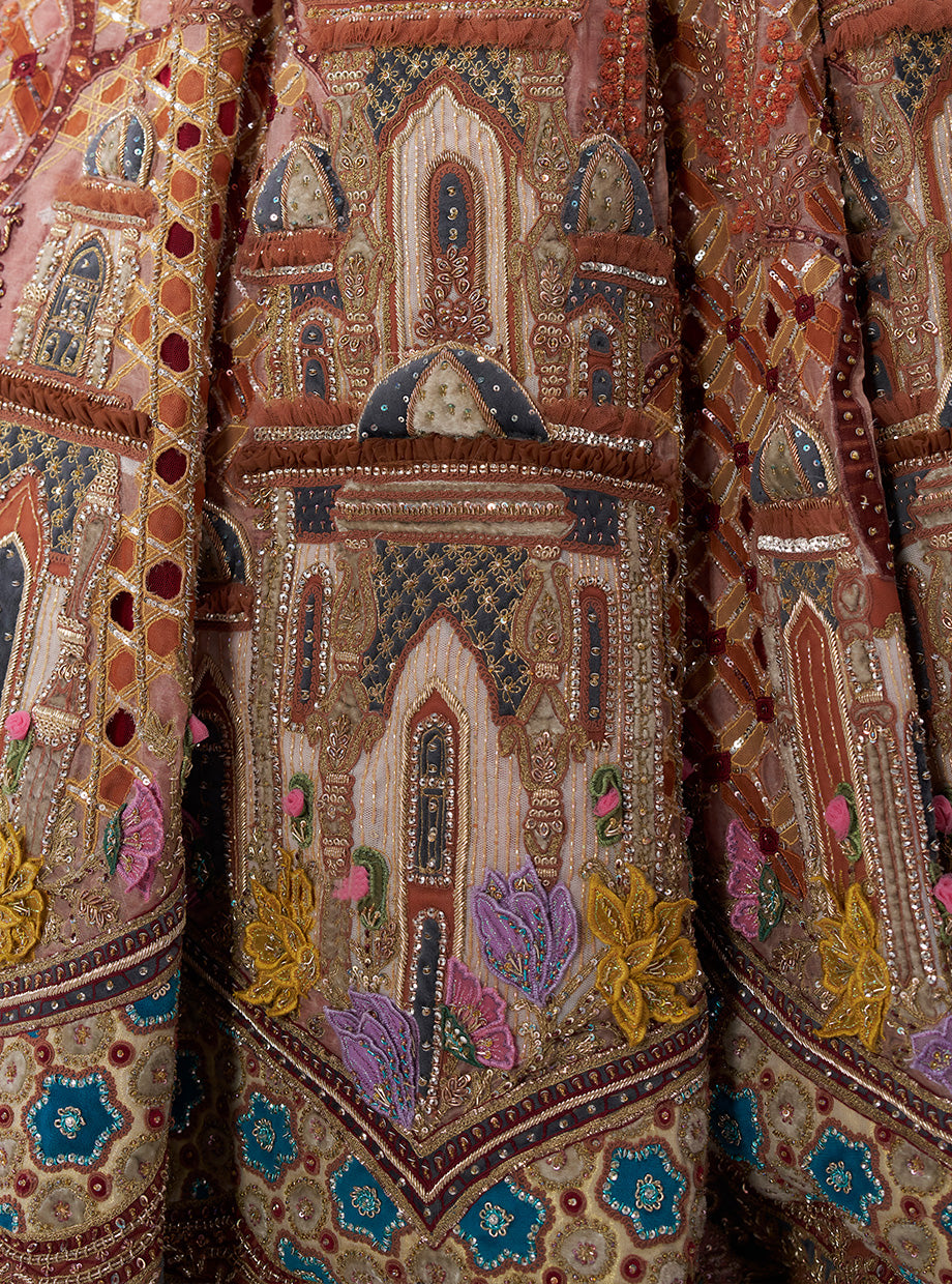 Peach Velvet Kali Gc Set - Ankush Jain