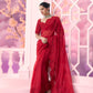 Red Grid Saree Tonal - Ankush Jain