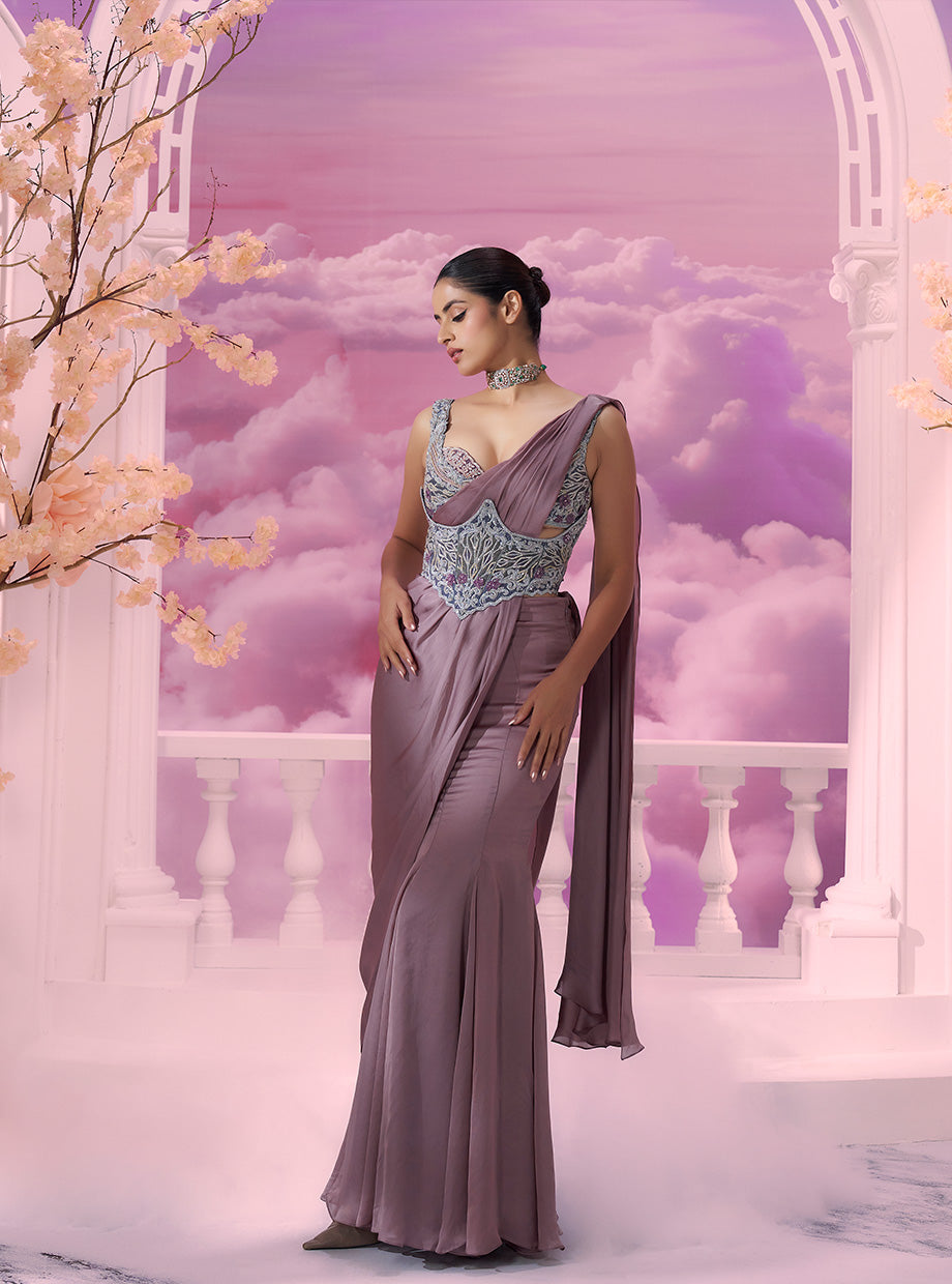 Corset Belt Amythest Saree Drape - Ankush Jain
