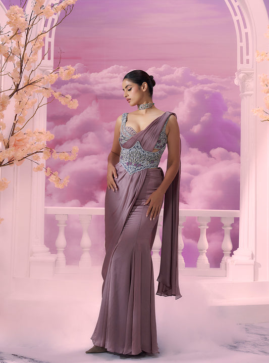 Corset Belt Amythest Saree Drape - Ankush Jain