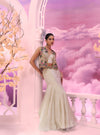 White Incut Jkt+mermiad Skirt - Ankush Jain