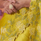 Yellow Satin Organza Saree - Ankush Jain