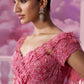 Pink Cutwork Drape Saree - Ankush Jain