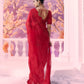 Red Grid Saree Tonal - Ankush Jain
