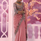 Pink Cutwork Panther Saree - Ankush Jain