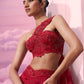 Red One Shoulder Bp With Mermaid Skirt - Ankush Jain