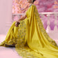 Yellow Satin Organza Saree - Ankush Jain