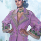 Light Purple Size Friendly Trench Coat With Silk Pant - Ankush Jain