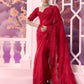 Red Grid Saree Tonal - Ankush Jain