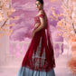 Red Grey Fish Cut Skirt Out Fit - Ankush Jain