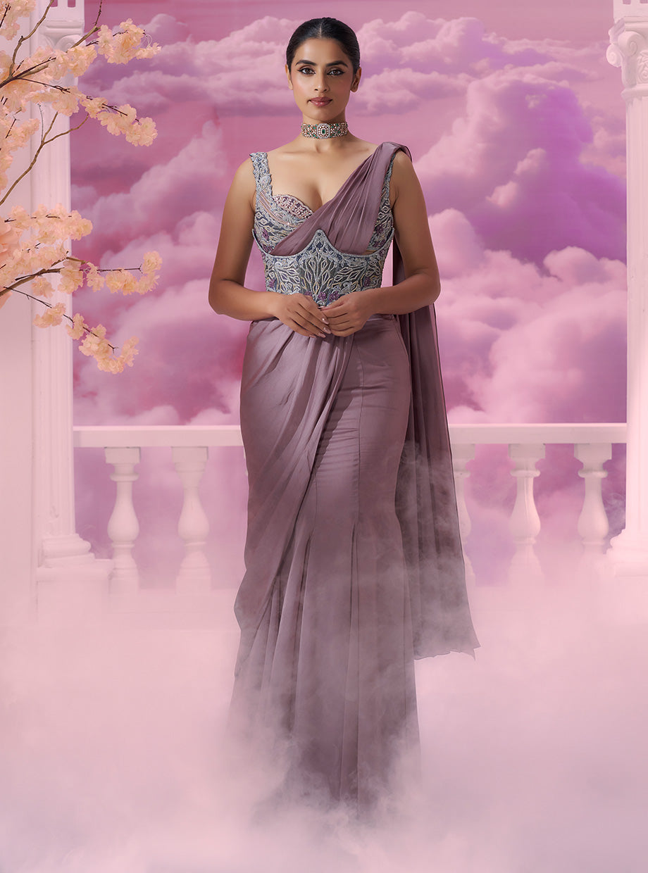 Corset Belt Amythest Saree Drape - Ankush Jain