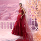 Red One Shoulder Bp With Mermaid Skirt - Ankush Jain
