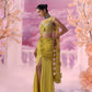 Yellow Cutwork Drape Saree - Ankush Jain