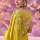 Yellow Satin Organza Saree - Ankush Jain