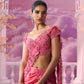 Pink Cutwork Drape Saree - Ankush Jain