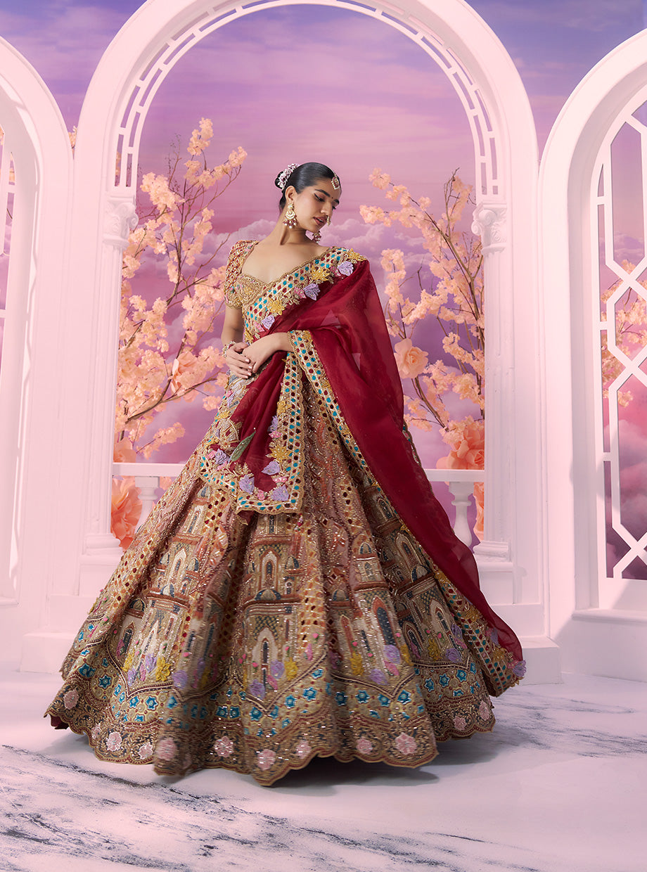 Peach Velvet Kali Gc Set - Ankush Jain