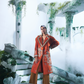 Rust Orange Trench Coat Paired With Corset Top Inside  And Pure Dupian Flared Pant - Ankush Jain
