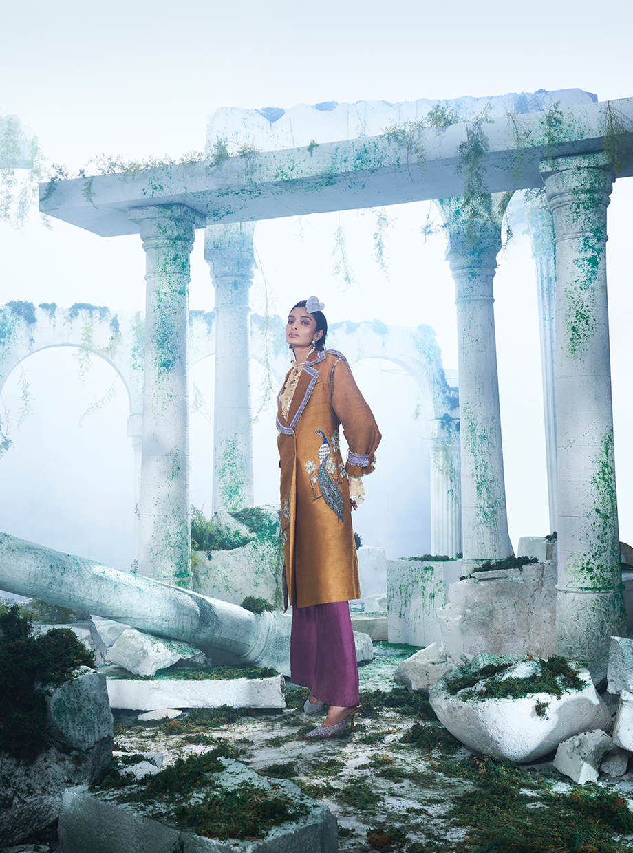 Deep Mustard Trench Coat With Shirt And Pant - Ankush Jain