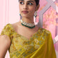 Yellow Satin Organza Saree - Ankush Jain