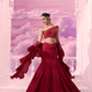 Red One Shoulder Bp With Mermaid Skirt - Ankush Jain