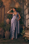 Powder Blue lilac drape Saree - Ankush Jain