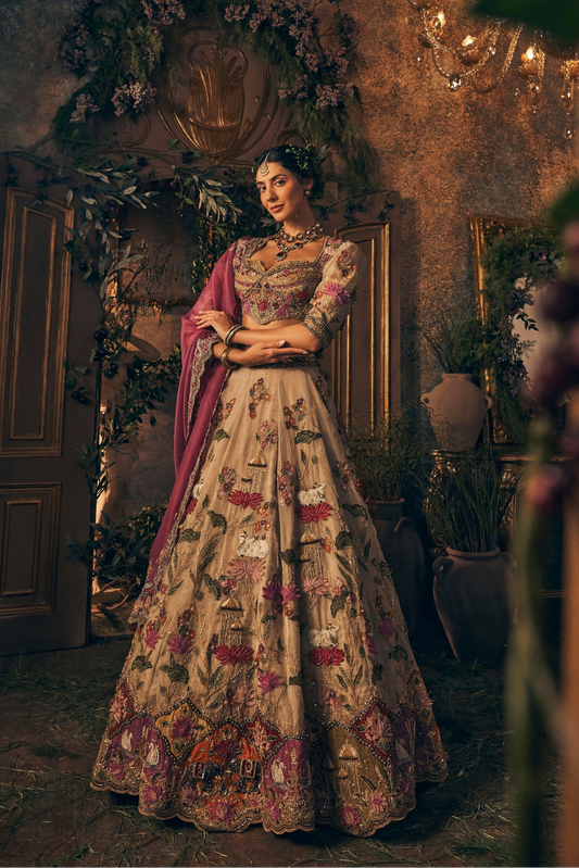 Ivory Pichwai Lehenga - Ankush Jain