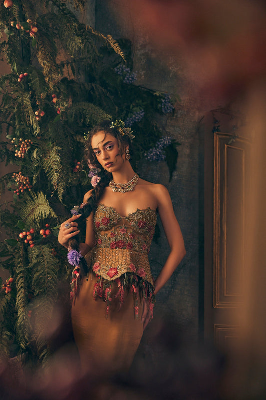 Golden Structured Top Set - Ankush Jain