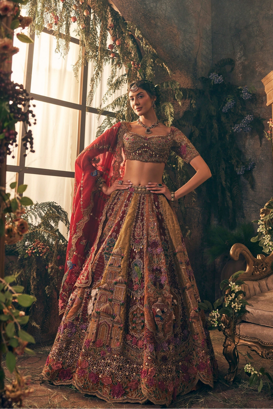 Multicolour Lehegnga - Ankush Jain