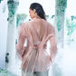 Carnation Pink Blazer With Light Champange Colour Pure Dupain Flared Pant - Ankush Jain