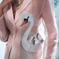 Carnation Pink Blazer With Light Champange Colour Pure Dupain Flared Pant - Ankush Jain