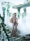 Chinon Chiffon Rushed Shirt In Dove Grey Colour Flared Pants In Same Colour - Ankush Jain