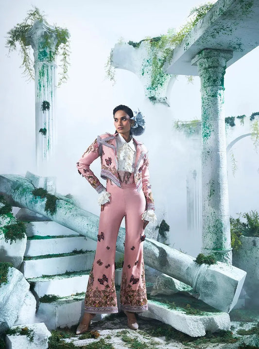 Crop Blazer Set With A Modal Shirt And Pant - Ankush Jain