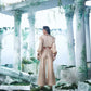 Modal Silk Balloons Sleeves Shirt With  Swallowed-tail Collars Paired  With High Waisted Corset Pant - Ankush Jain