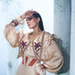 Modal Silk Balloons Sleeves Shirt With  Swallowed-tail Collars Paired  With High Waisted Corset Pant - Ankush Jain