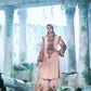 Peach Coord Set Consists Of A Foil Zari Georgette Kurta Paired With Flared Pant - Ankush Jain