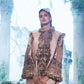 Peach Coord Set Consists Of A Foil Zari Georgette Kurta Paired With Flared Pant - Ankush Jain