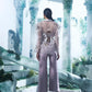Puffed Sleeves Organza Blazer With Light Lavender Colour Pant - Ankush Jain