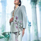 Sea Foam Light Grey Blazer Set - Ankush Jain