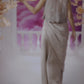 Grey Incut Jacket With Drape Gown