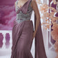 Amythest Colour Drape Saree With Corset Belt And Blouse